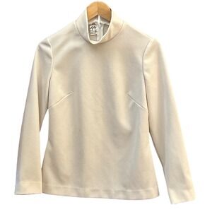 Vintage 70s De Polo High Neck Blouse Minimalist Officecore, Classic, Luxury